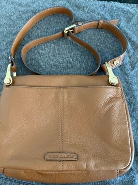 Vince Camuto Cognac Brown Pebbled Leather Crossbody